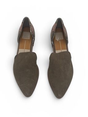 NWOT Dolce Vita Suede Pointed-Toe D'Orsay Flats in Olive Brown